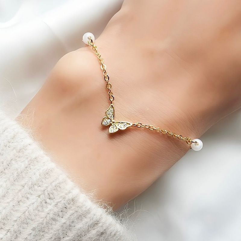 バタフライパールブレスレット【ニッケルフリー】