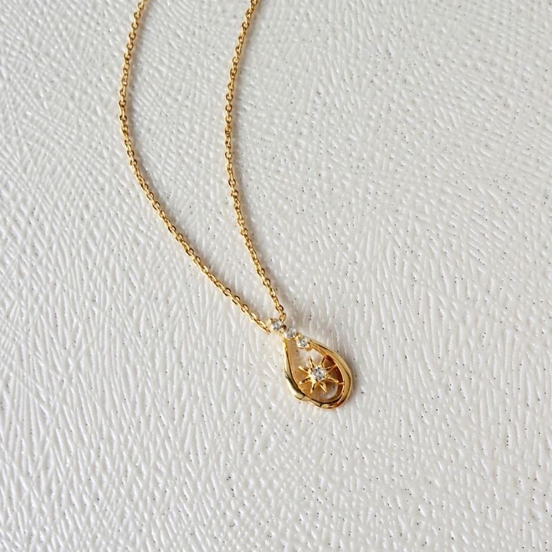 ドロップインサンストーンネックレス【ニッケルフリー】