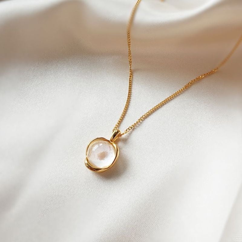 フラワークリアドームネックレス【ニッケルフリー】