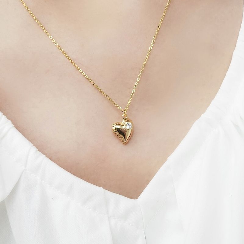 バルーンハートストーンネックレス【ニッケルフリー】