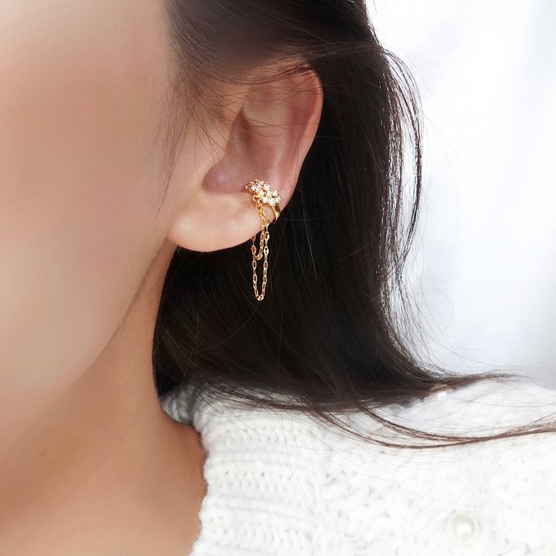 ビジューダブルチェーンイヤーカフ【ニッケルフリー】