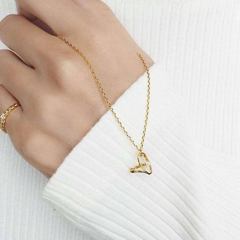 ホローハートネックレス【ニッケルフリー】