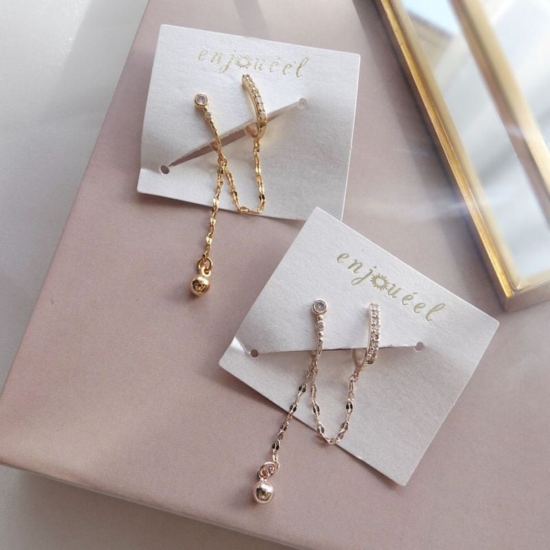 シャイニーチェーンダブルイヤーカフ【ニッケルフリー】