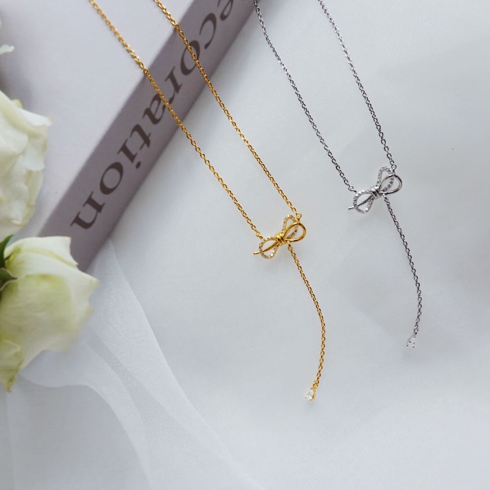ダブルリボンチェーンネックレス【ニッケルフリー】 | オリジナル