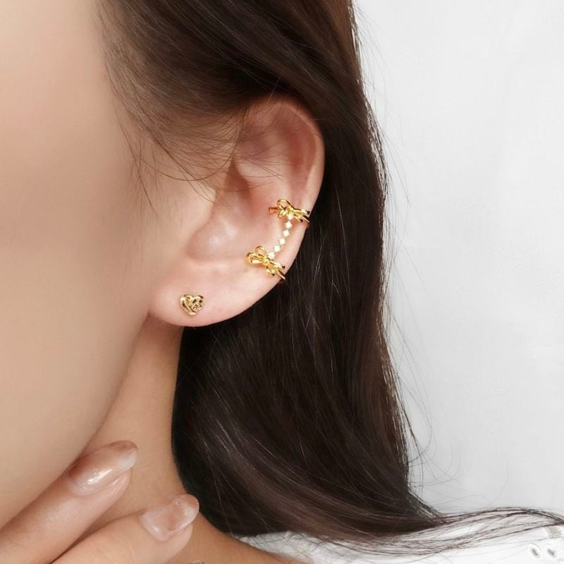 ダブルリボンツインイヤーカフ【ニッケルフリー】