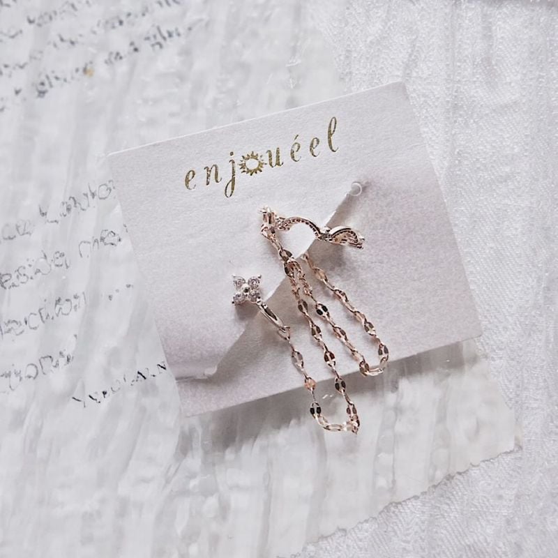 フォーリーフダブルチェーンイヤーカフ【ニッケルフリー】