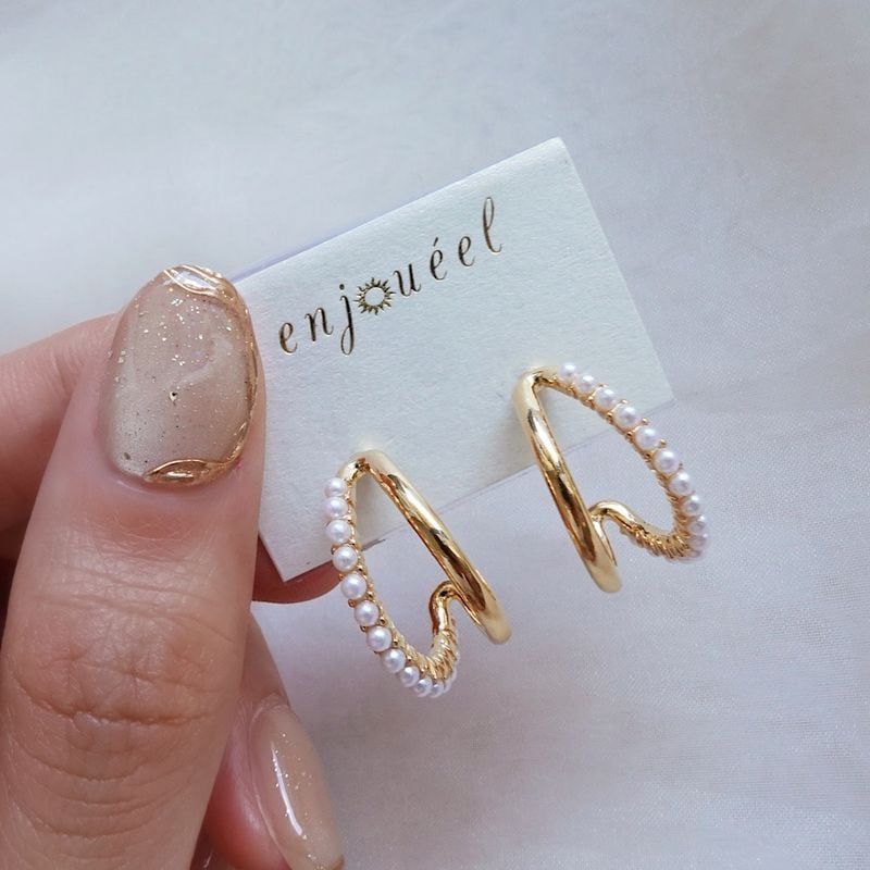 パールラインカーブフープピアス【ニッケルフリー】