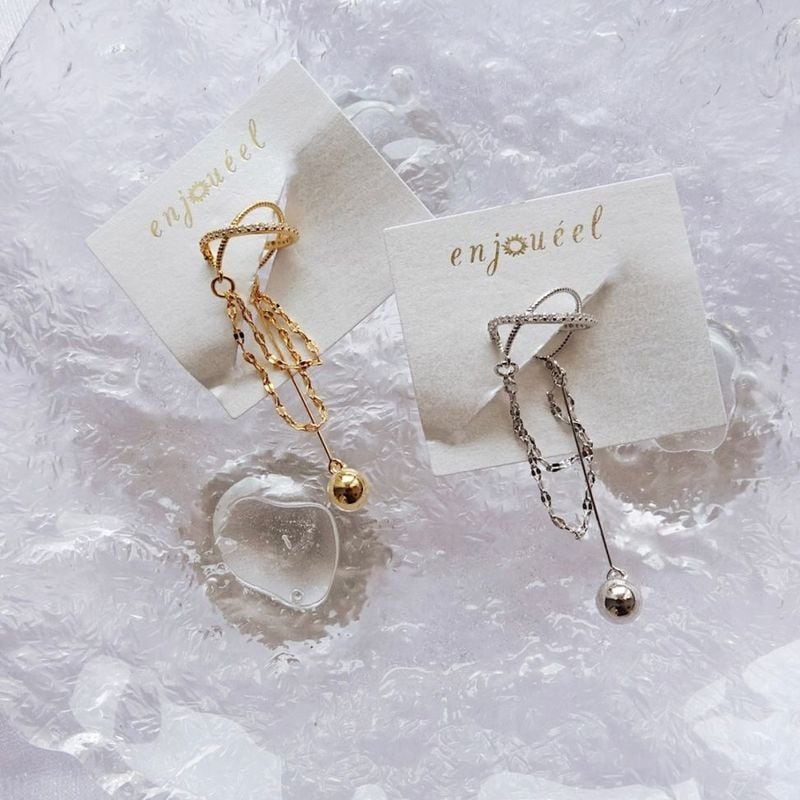 アーチカーブボールチェーンイヤーカフ【ニッケルフリー】