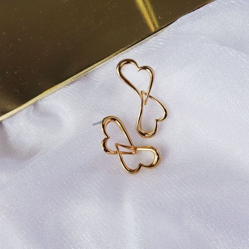 ダブルハートホローピアス【ニッケルフリー】