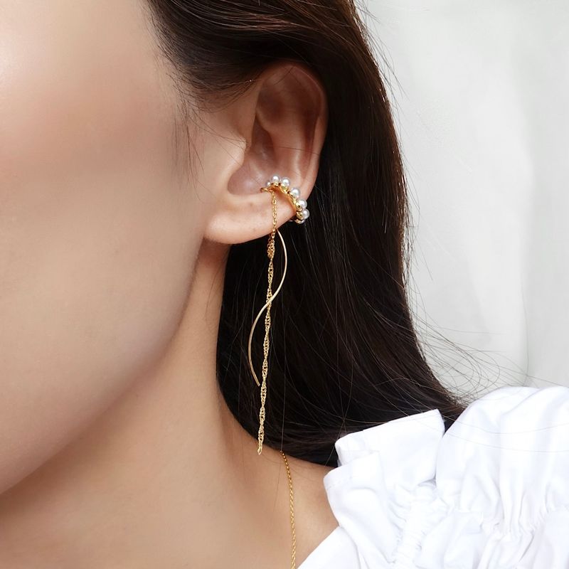 オンパールウェーブチェーンイヤーカフ【ニッケルフリー】