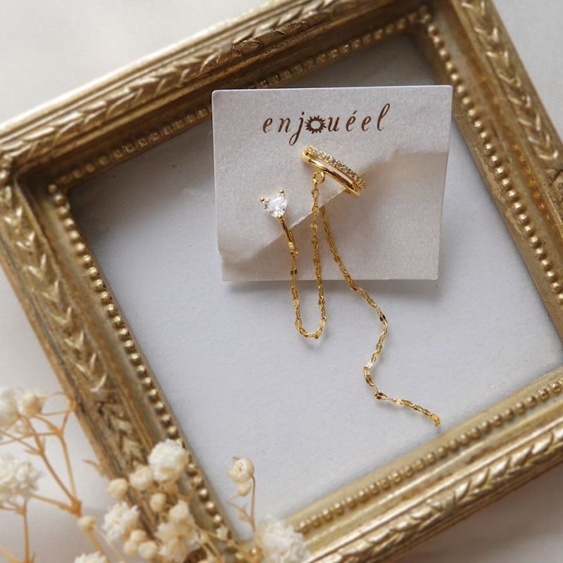 エタニティハートストーンイヤーカフ【ニッケルフリー】