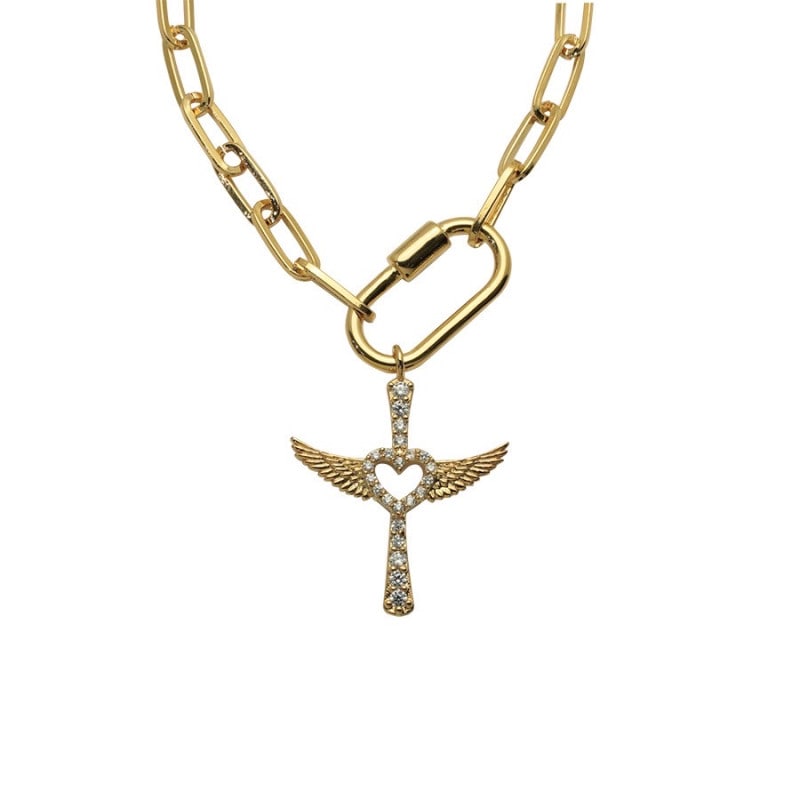 Heart wing carabiner necklace