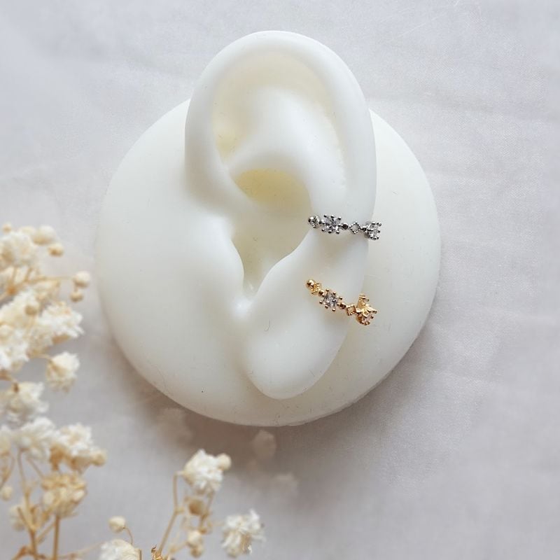 キューブストーンステッチイヤーカフ【ニッケルフリー】