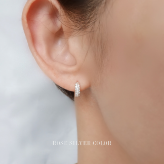 Rose silver ラウンドエタニティフープピアス | オリジナル