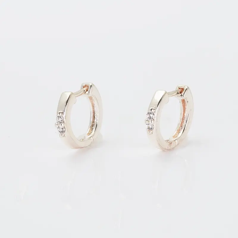 Rose silver ツインストーンリトルフープピアス
