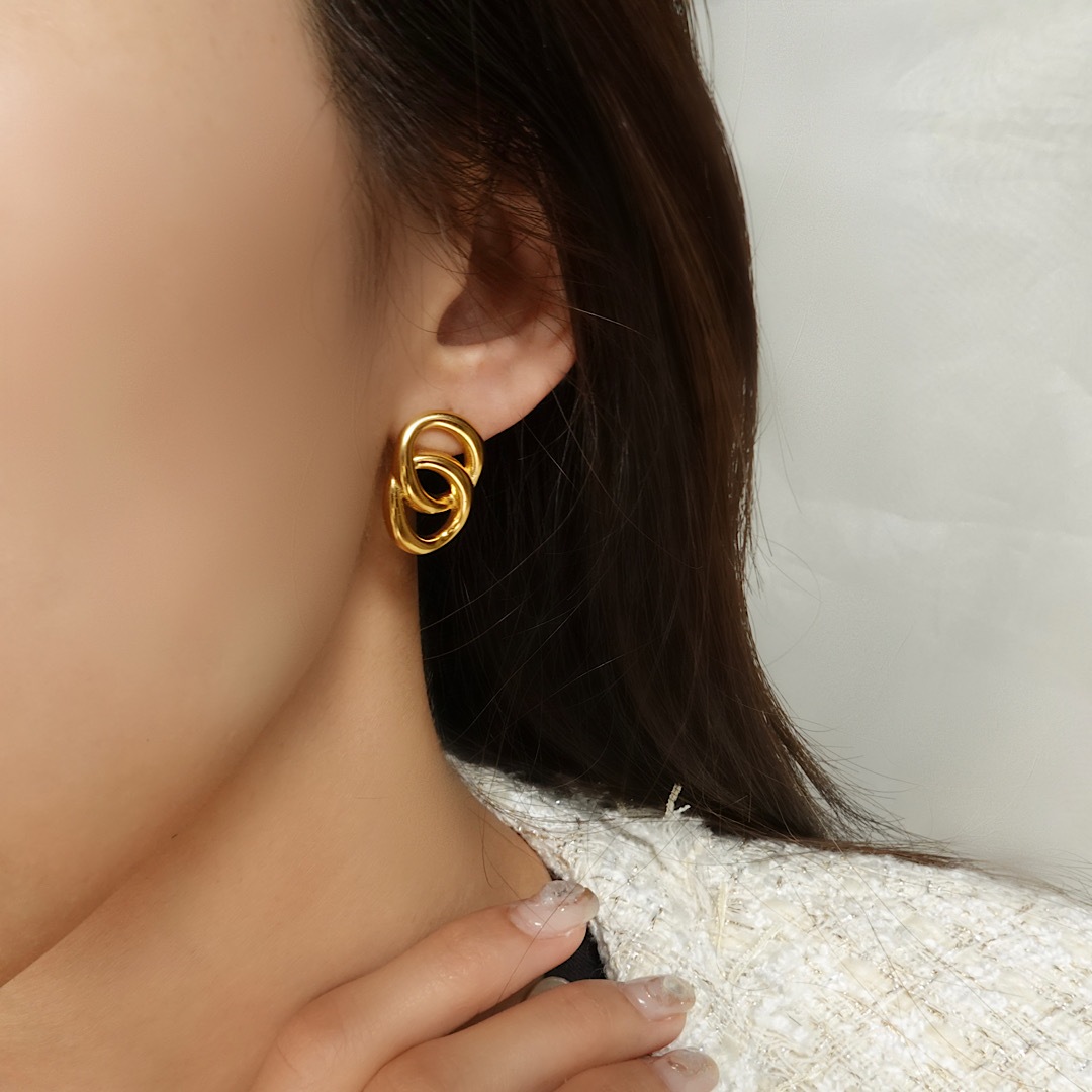 ダブルリングフラットピアス 【サージカルステンレス