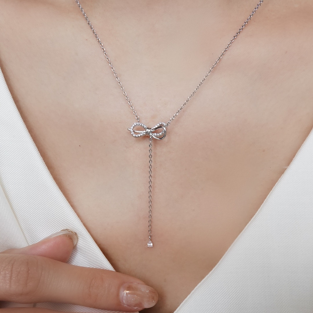 ダブルリボンチェーンネックレス【ニッケルフリー】 | オリジナル