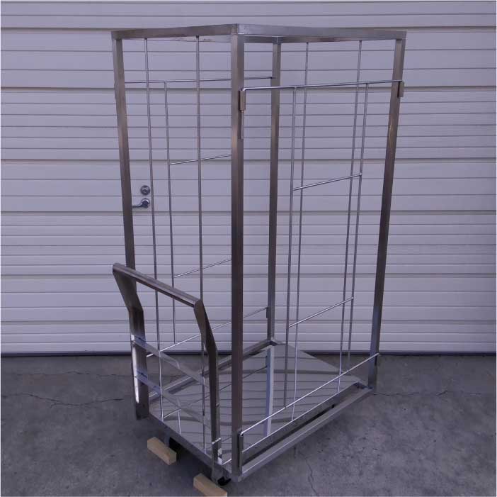 【中古】 カゴ付台車 業務用 幅600mm × 奥行900mm × 高さ1550mm   店舗什器【動産王】札幌★引取限定