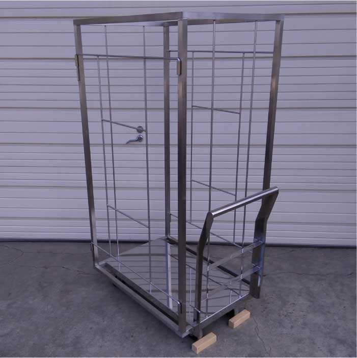 【中古】 カゴ付台車 業務用 幅600mm × 奥行900mm × 高さ1550mm 店舗什器【動産王】札幌★引取限定