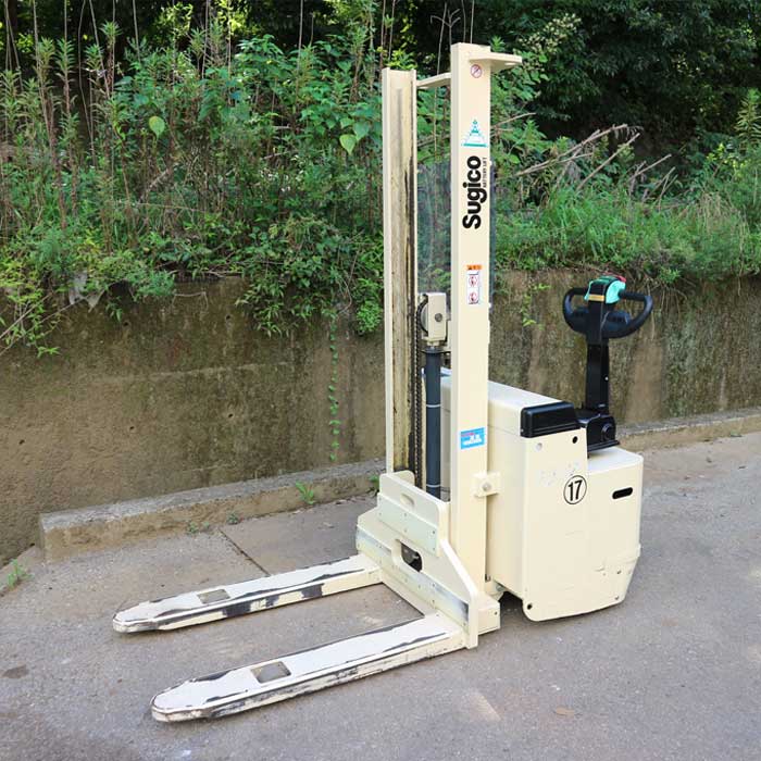 【中古】 スタッカーフォークリフト 0.7t 2SW-715 スギコー 電動 バッテリー 機械 階上作業 ウォーキー 歩行 【動産王】千葉☆送料無料