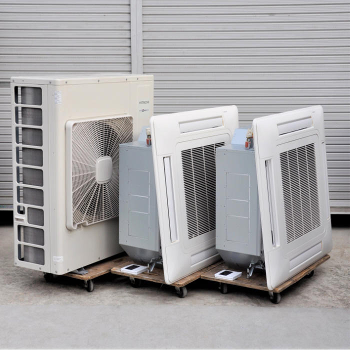 中古|天井カセット形エアコン 6馬力 ツイン 室内機RCI-GP80K3×2台 室外機RAS-AP160SSM 日立 2023年 業務用 |動産王|大阪|送料無料