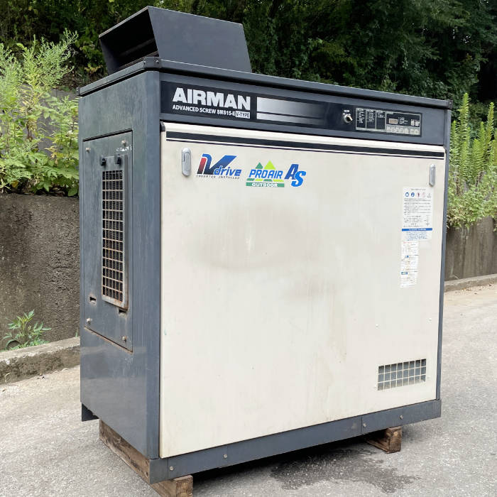 中古|コンプレッサー SMS15EVD-E AIRMAN スクリュ回転形1段圧縮油冷式 室外設置型 空気圧縮機 |動産王|千葉|送料無料