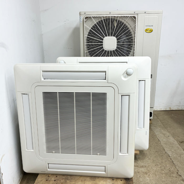 中古｜業務用エアコン 5馬力 ツイン 天カセ4方向 日立 2019年 三相200V
