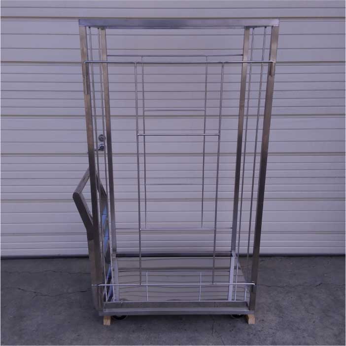 【中古】 カゴ付台車 業務用 幅600mm × 奥行900mm × 高さ1550mm   店舗什器【動産王】札幌★引取限定