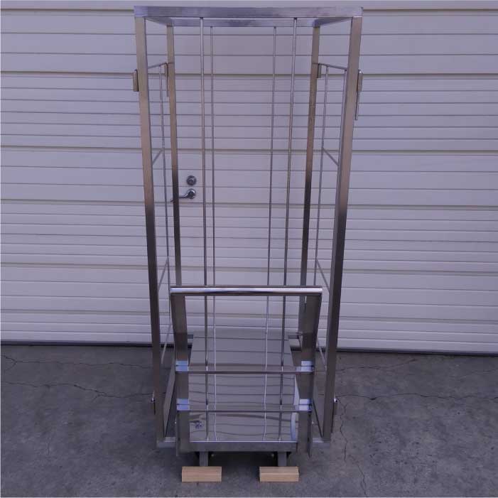 【中古】 カゴ付台車 業務用 幅600mm × 奥行900mm × 高さ1550mm   店舗什器【動産王】札幌★引取限定