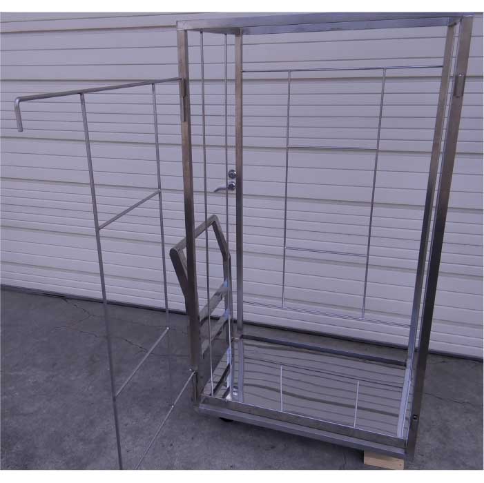 【中古】 カゴ付台車 業務用 幅600mm × 奥行900mm × 高さ1550mm   店舗什器【動産王】札幌★引取限定