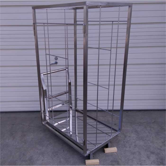 【中古】 カゴ付台車 業務用 幅600mm × 奥行900mm × 高さ1550mm 店舗什器【動産王】札幌★引取限定