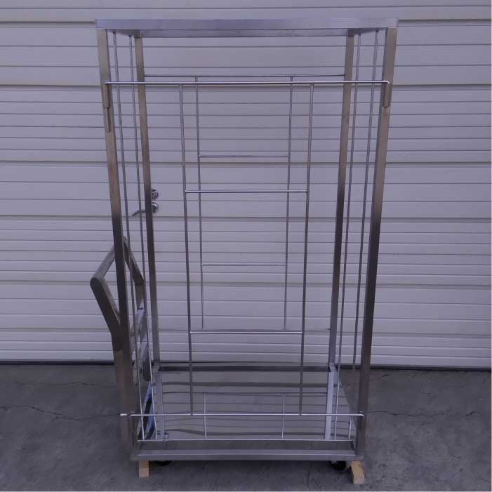 【中古】 カゴ付台車 業務用 幅600mm × 奥行900mm × 高さ1550mm 店舗什器【動産王】札幌★引取限定