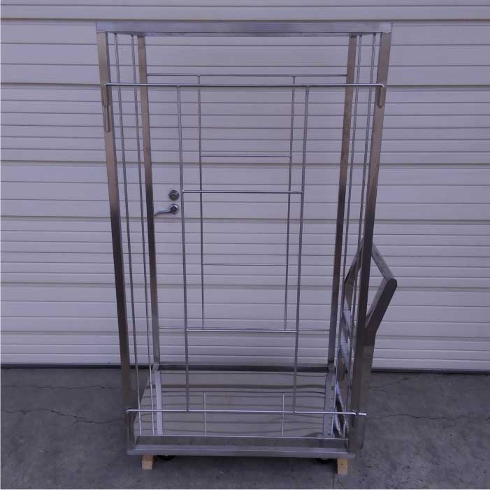 【中古】 カゴ付台車 業務用 幅600mm × 奥行900mm × 高さ1550mm 店舗什器【動産王】札幌★引取限定