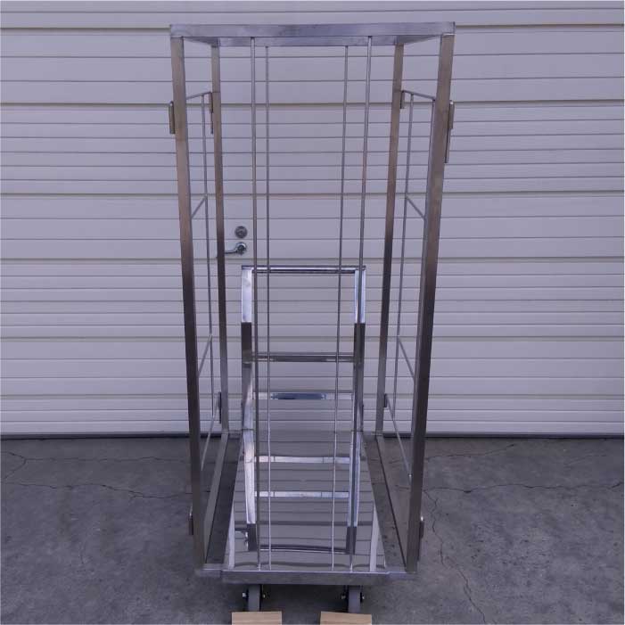 【中古】 カゴ付台車 業務用 幅600mm × 奥行900mm × 高さ1550mm 店舗什器【動産王】札幌★引取限定