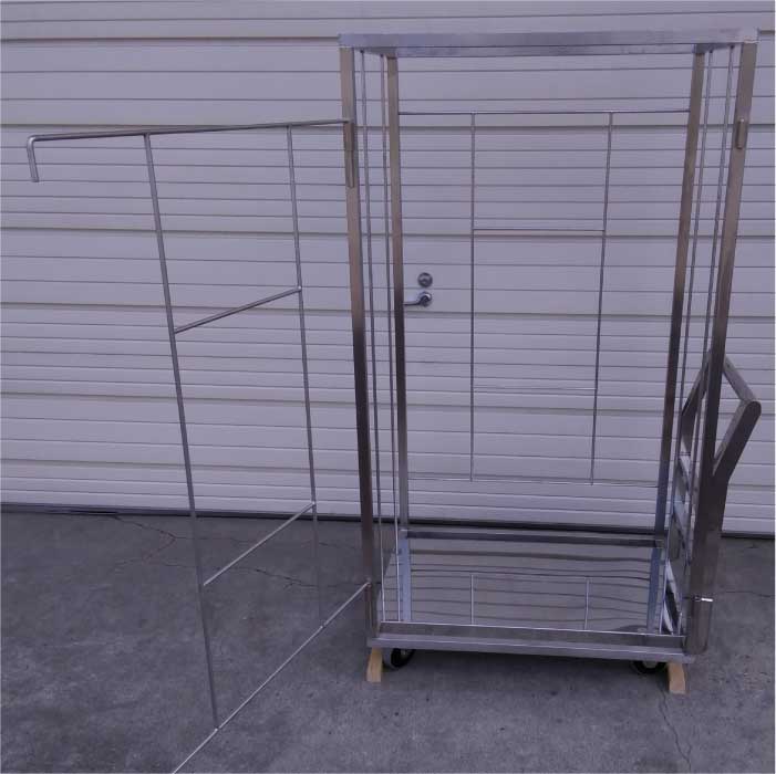 【中古】 カゴ付台車 業務用 幅600mm × 奥行900mm × 高さ1550mm 店舗什器【動産王】札幌★引取限定