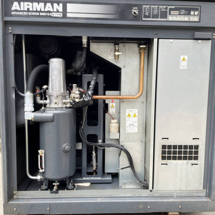中古|コンプレッサー SMS15EVD-E AIRMAN スクリュ回転形1段圧縮油冷式 室外設置型 空気圧縮機 |動産王|千葉|送料無料