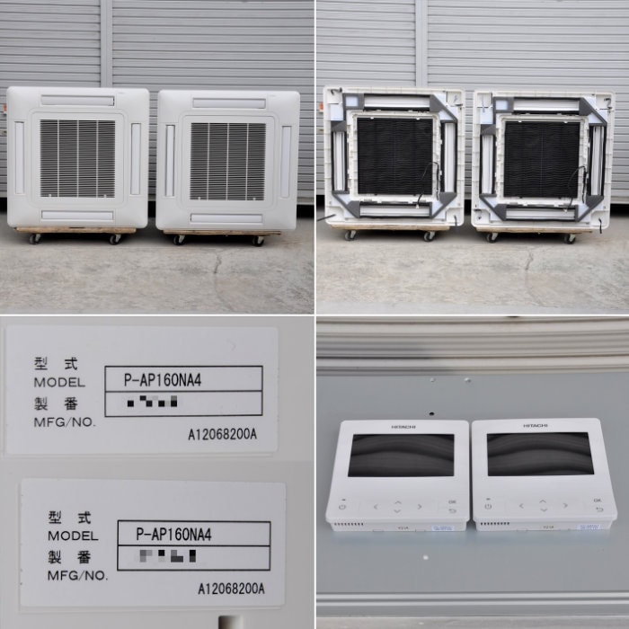中古|天井カセット形エアコン 6馬力 ツイン 室内機RCI-GP80K3×2台 室外機RAS-AP160SSM 日立 2023年 業務用 |動産王|大阪|送料無料