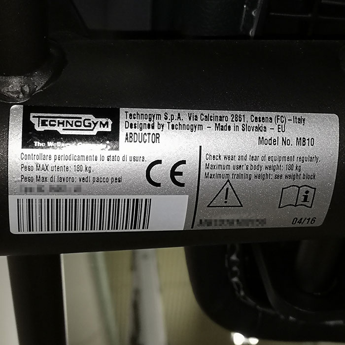 【中古】アブダクター テクノジム MB10 筋トレ フィットネス トレーニング 大腿筋膜張筋 大殿筋 【動産王】千葉★引取限定