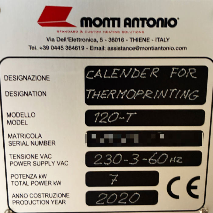 中古｜転写機 120-T MONTI ANTONIO モンティ2020年 業務用 アパレル 昇華 プレス機 印刷機 ｜動産王｜千葉｜送料無料