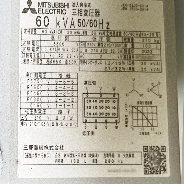 中古｜キュービクル式高圧受電設備 PF・S型 関西エナジス 2023年 業務