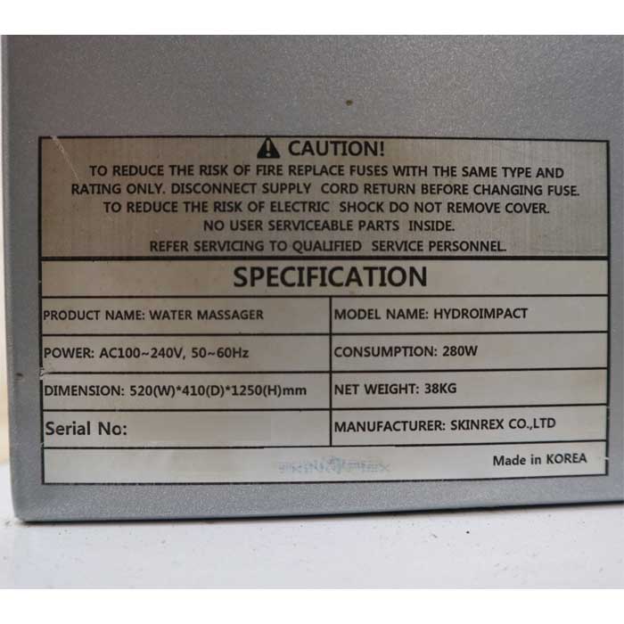 美容機器 HYDROIMPACT SKINREX WATERMASSAGER 中古】美容機器 HYDROIMPACT SKINREX WATERMASSAGER ハイドロ
