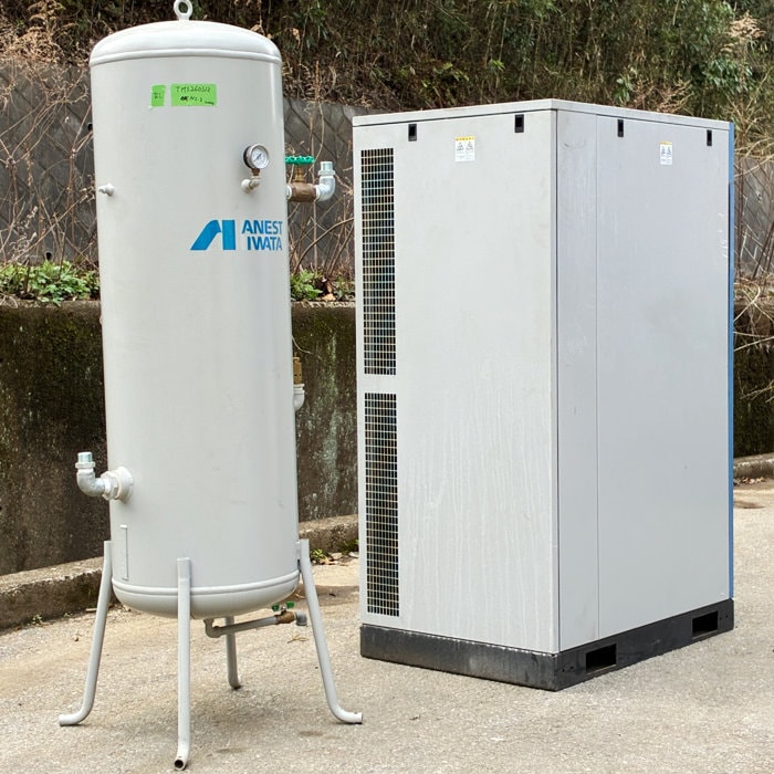 中古｜スクロールコンプレッサー SLP-150EG アネスト岩田 業務用 ドライヤー付 レシーバータンク付 ｜動産王｜千葉｜送料無料