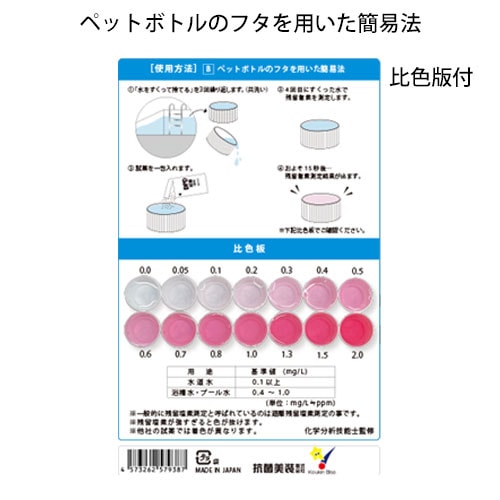 裏面にペットボトルのフタを用いた<br>
簡易法 比色板付