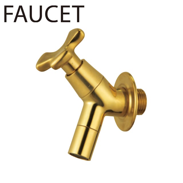 真鍮製 花形蛇口 ゴールド ユニソン 蛇口 プレーンフォーセット フラワー ゴールド | ガーデン水