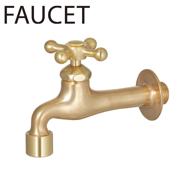 真鍮製 花形蛇口 ゴールド ユニソン 蛇口 プレーンフォーセット クロスII ゴールド | ガーデン水