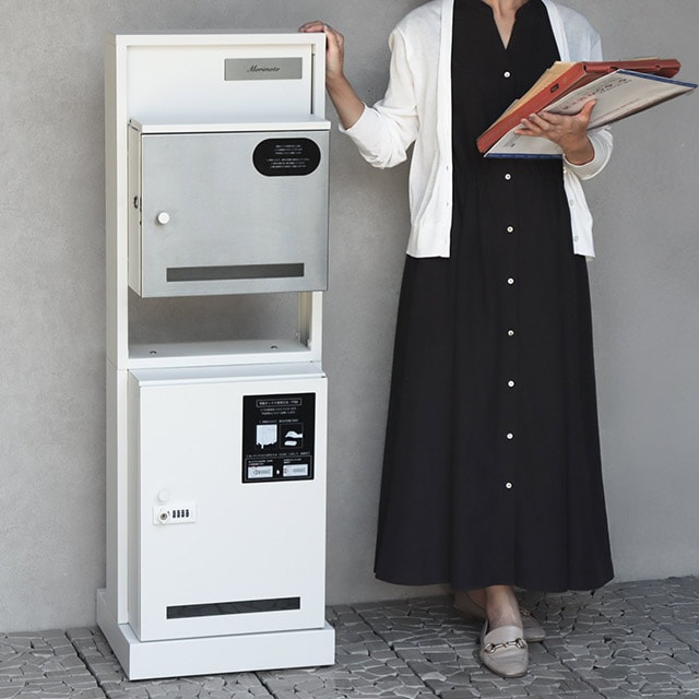 MOJYU 門柱型宅配ボックス付ポスト Franca フランカ PBX-174(ブラック