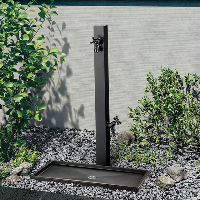 【新品未使用】レクタポット　立水栓の受け皿　パン ユニソン 水栓パン ウォーターポット コルトパン レクタ ブラック色