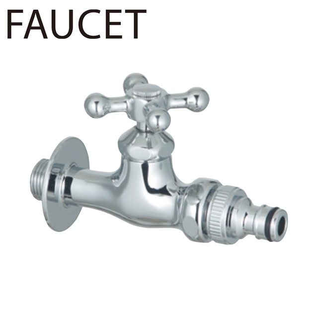 ガーデニング蛇口 プレーンフォーセット ツイン アダプター付き 色：シルバー ユニソン UNISON ユニソン 蛇口 フォーセット プレーンフォー