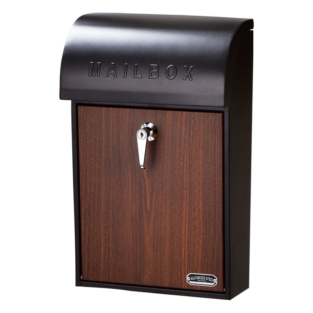 セトクラフト 壁掛けポスト (GALVA) SI-3945 ブラック&ウォールナット