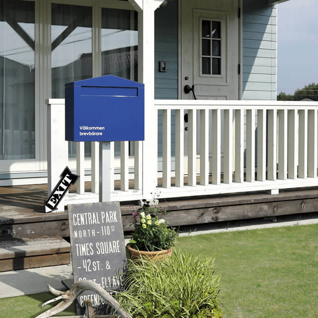 オンリーワン 郵便ポスト Nolan ノーラン シングル ネイビー色 前入れ